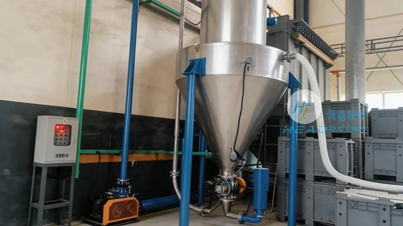 Dry sludge powder pneumatic conveying scheme